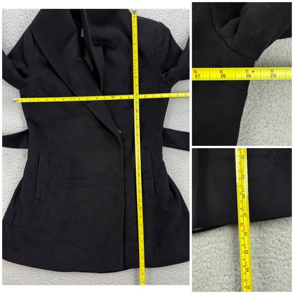 Trina Turk Coat Womens 6 Black Wool Cashmere Wrap Belted Jacket Shawl Collar - Picture 12 of 12